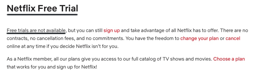 Netflix ends Free Trials