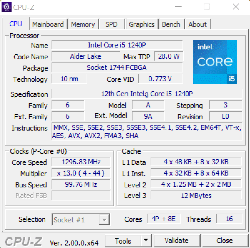 Intel Core i5-1240P