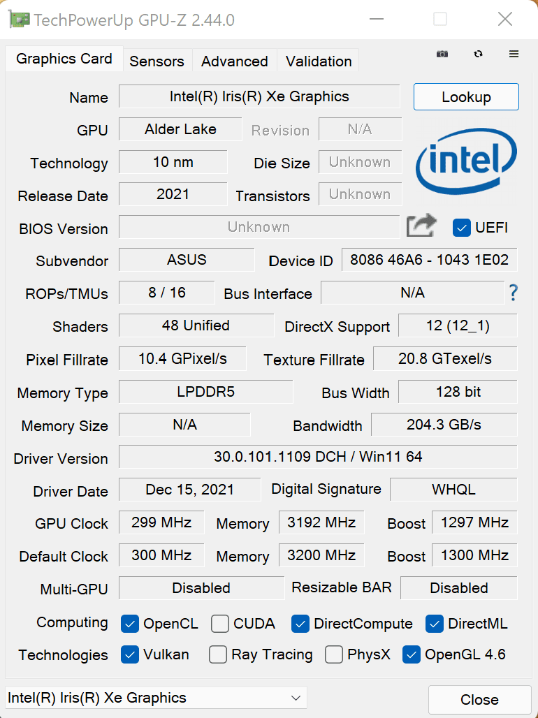 Intel Iris XE Graphics