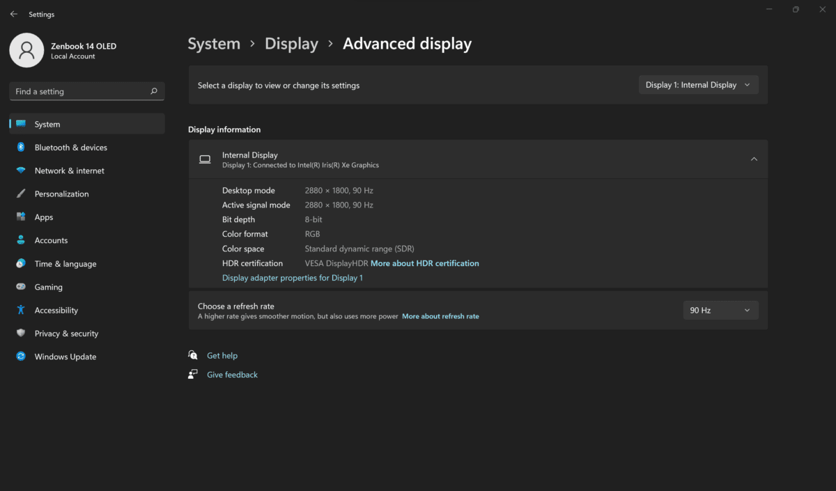 2.8K resolution OLED screen