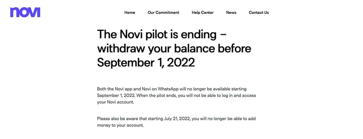 Novi digital wallet to shut down