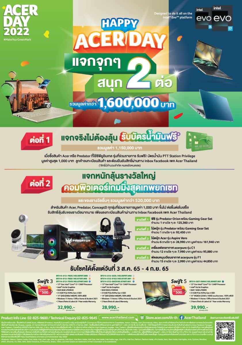 Acer Day 2022 โปรโมชั่น กิจกรรม ‘Make Your Green Mark’ เน้นย้ำใส่ใจสิ่งแวดล้อม