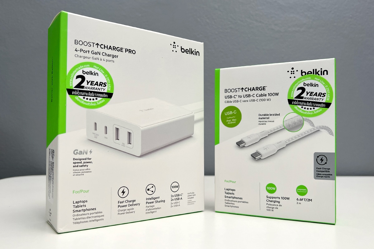 รีวิว Belkin BOOST CHARGE PRO 4-Port GaN Charger 108W และ Belkin BOOST CHARGE USB-C to USB-C Cable 100W