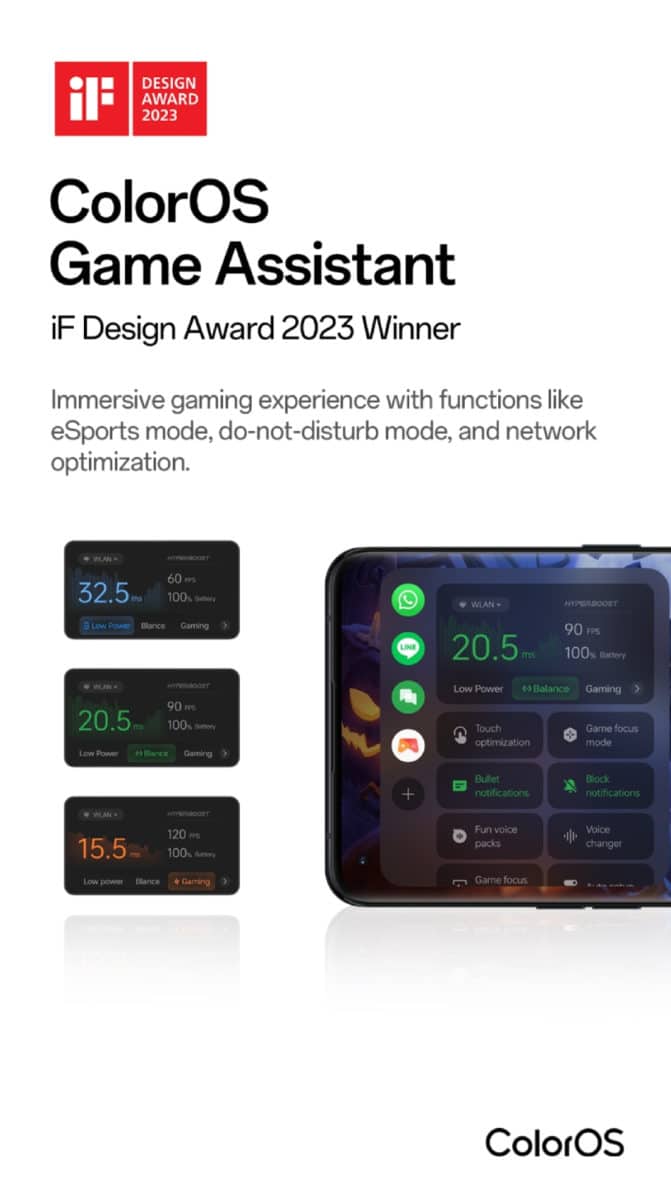 OPPO ระบบปฏิบัติการ Design Awards Game Assistant