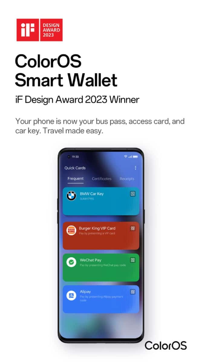 OPPO ระบบปฏิบัติการ Design Awards Smart Wallet