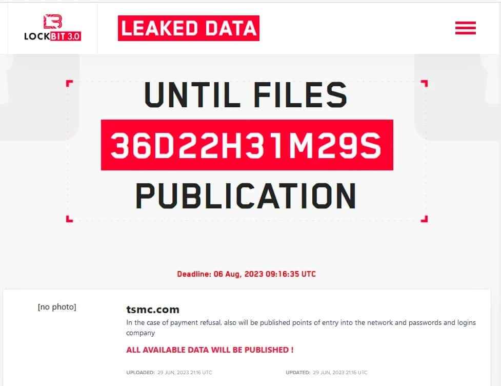 TSMC LockBit Ransomeware