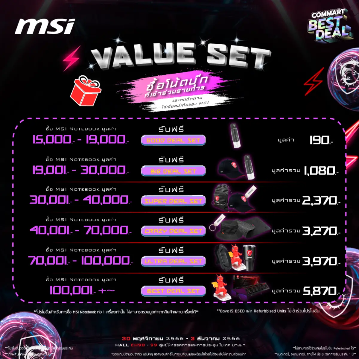 MSI เกมมิ่งโน้ตบุ๊ก Commart Value Set