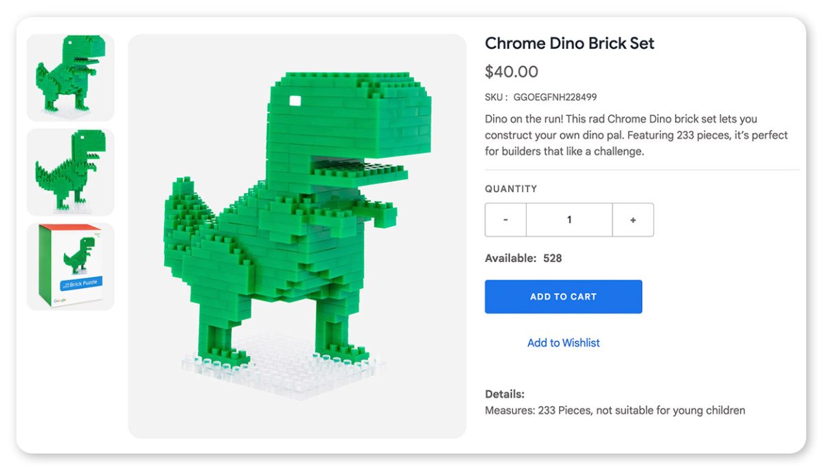 Google Chrome Dino Brick Set ราคา 