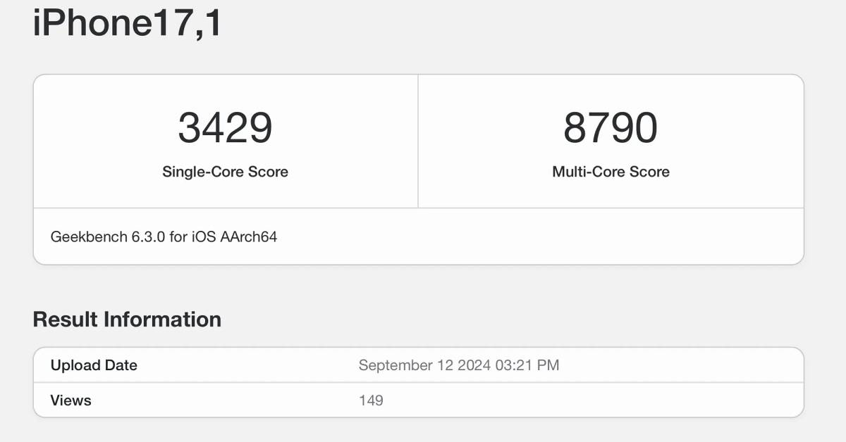 ผลทดสอบ GeekBench ชิป A18 Pro ใน iPhone 16 Pro ประสิทธิภาพเหนือกว่าชิป M1