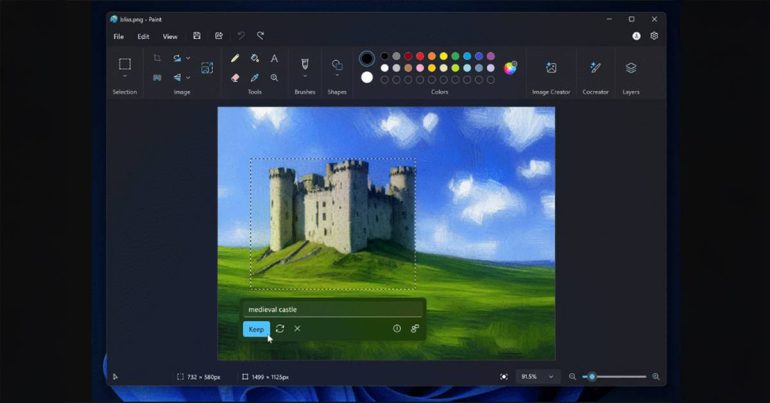 windows insider AI Paint Notepad